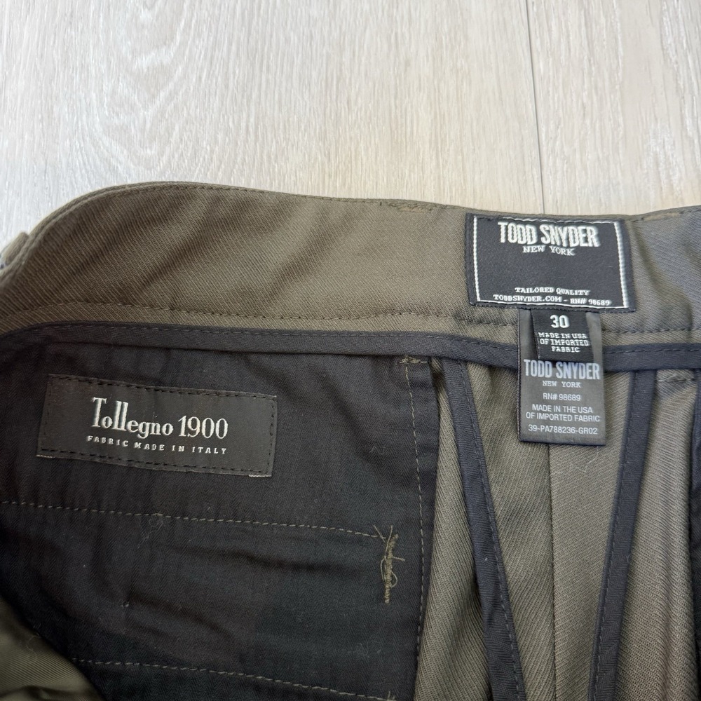 Todd Snyder Pants Tollegno 1900 Wool Dress Pants Mens 30x28 Green Pleated